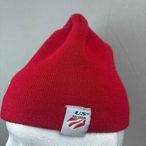 US Ski Team Audi Knit Beanie Hat Mens One Size Red Alpine Skiing Fleece Lining